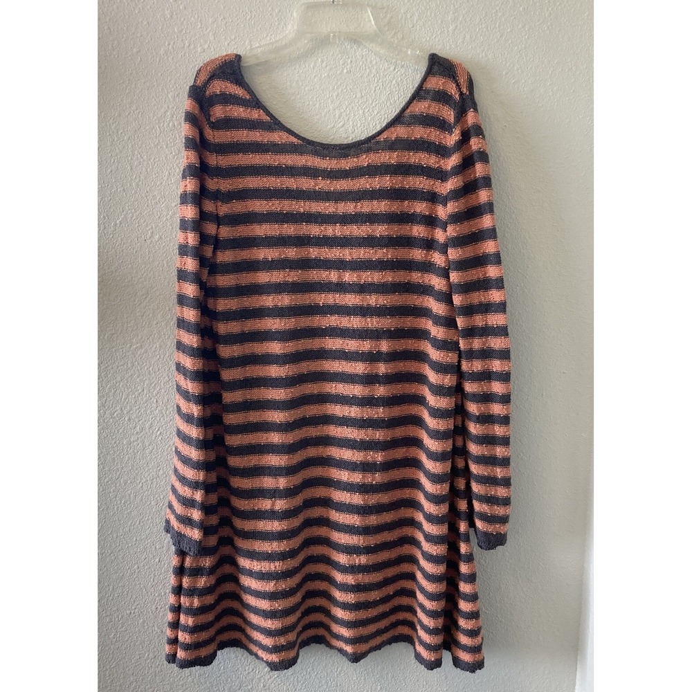 Free People Women's Sweater Dress Gray Orange Striped Oversized Texture Size S/P